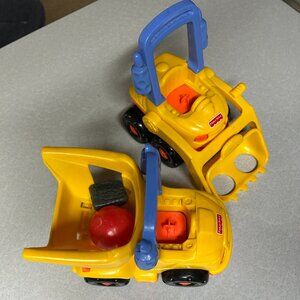 1998 Fisher Price Little People Construction Bulldozer and Dump Truck